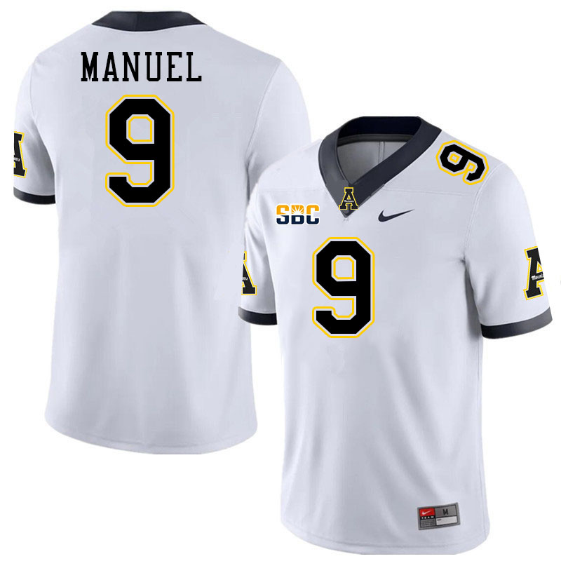 Appalachian State Mountaineers #9 Dylan Manuel College Football Jerseys Stitched-White